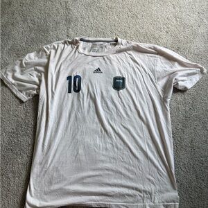 Messi Adidas Men's White Jersey T-Shirt with Blue Accents